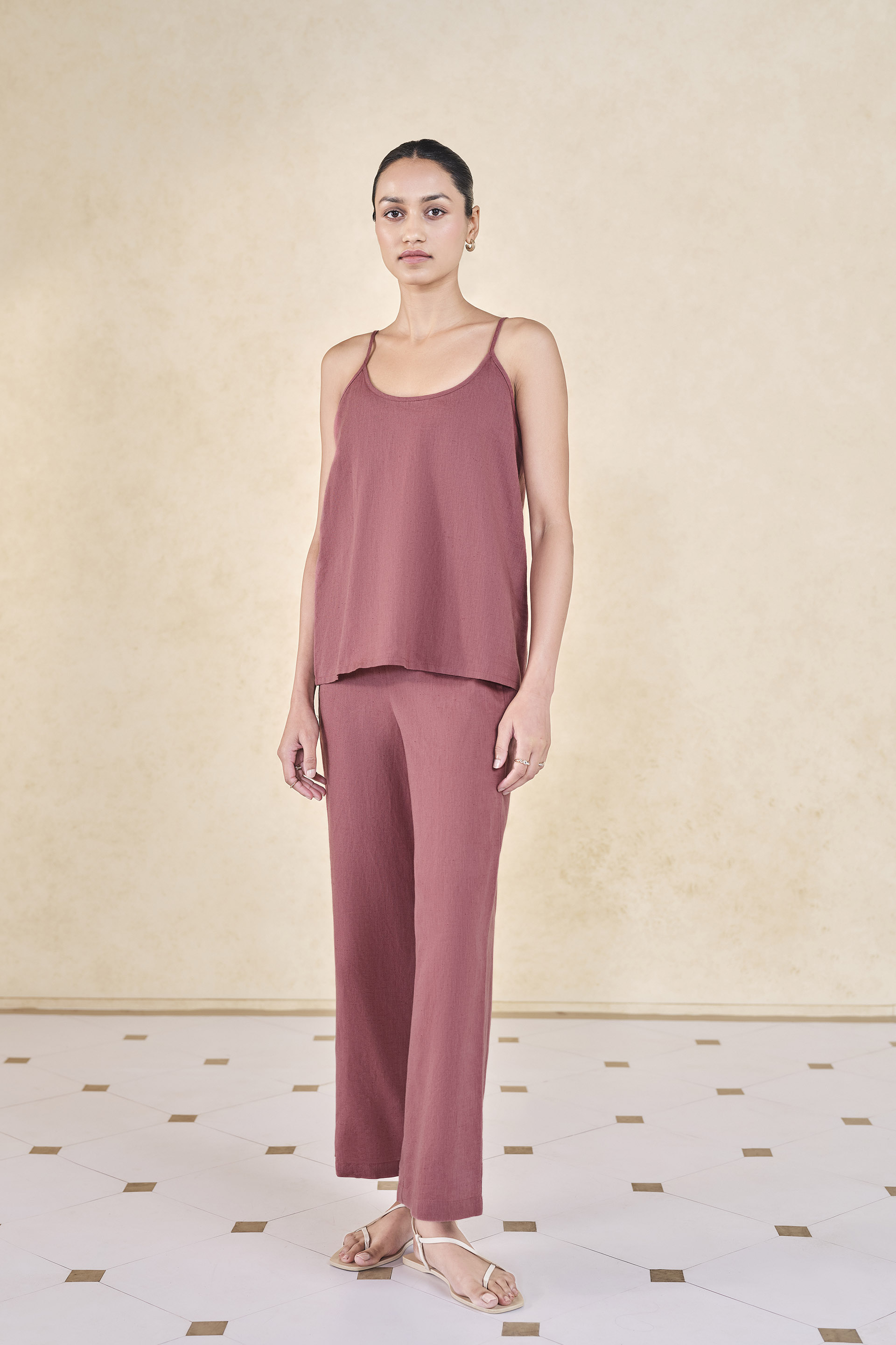 Rhubarb Hand-embroidered Kantha Linen Overlayer Set - Pink, Pink, image 4